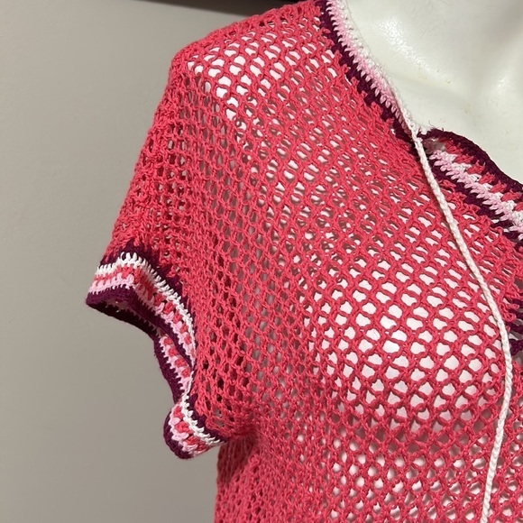 Tommy Bahama linen crochet swim suit cover up top Sz XXS - Picture 5 of 8